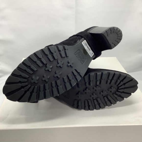 Nib Schulz Black Leather Suede Mid-Heel Lug Bootie Size 9B - Picture 9 of 10